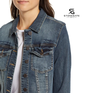 Chaqueta vaquera de algodón para mujer, estilo vintage, con botones frontales, fabricante mayorista para colecciones de moda otoñal y ropa casual 2026 - Product Image 5