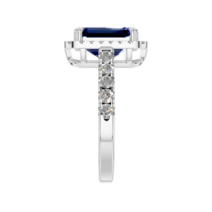 Vente en gros de bagues Halo personnalisées en argent 925, or blanc, saphir, solitaire, taille émeraude, bijoux de fiançailles certifiés OEM ODM IGI - Product Image 2