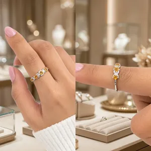 Bague minimaliste en argent avec fleur de marguerite en citrine jaune naturelle, cadeau de mariage et d'anniversaire, pierre de naissance de novembre - Product Image 1