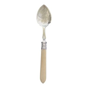 Cuillère à salade élégante avec manche en os et motif de feuille gravé, ustensile de service plaqué argent pour la décoration de table - Product Image 1