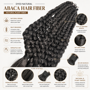 Fibra de Abacá Natural Teñida de Negro, Material de Fibra Trenzada para Extensiones de Cabello, Accesorios para el Cabello y Aplicaciones Artesanales - Product Image 6