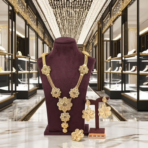 ชุดเครื่องประดับแฟชั่นทองชุบ 14K 18K 24K แบบขายส่ง, สร้อยคอยาวลายดอกไม้, ชุดเครื่องประดับทองชุบแบบยาว - Product Image 2