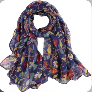 <b>Silk</b> Chiffon <b>Scarf</b> Hijab Custom Design Luxury Handmade Summer Bandana Women Muslim Skin Friendly Casual Long stylish <b>Scarves</b> - Product Image 4
