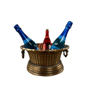 Wholesale Customized Logo Brass Made <b>Ice</b> Bucket Tub Metal Beer Wine Champ Buckets Round Cooler With 2 <b>Ring</b> Handles - Product Image 1