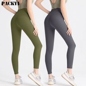 Pantalones de yoga y entrenamiento para mujer, personalizados al por mayor, de cintura alta, hasta el tobillo, lisos, transpirables, de elastano/poliéster, con efecto push-up para glúteos - Product Image 6