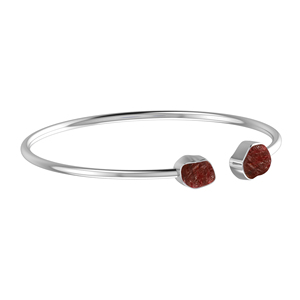 Premium 925 Sterling Silver Trendy Adjustable Bezel Set High Finish Twister <b>Bracelet</b> Bangles <b>Garnet</b> Rough Shape Party Gift Women - Product Image 2