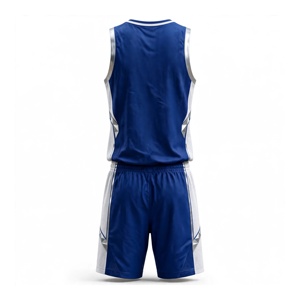 Ensemble d'uniformes de basket-ball bleu et blanc, impression par sublimation, polyester respirant, vêtements de sport unisexes pour adultes - Product Image 2