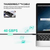 Cable Thunderbolt Tipo-C con Blindaje Trenzado, Carga Rápida PD, Video 8K a 60Hz, 40Gbps, 100W, PVC/Nylon, para Laptop, Mac, EGPU