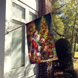 Gran poliéster Labrador Retriever Santa Claus casa bandera Multicolor porche manga poste decorativo patio Banner colgante de pared - Product Image 2