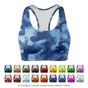 Soutien-gorge de sport sans couture personnalisé en Spandex et Polyester, motif camouflage, respirant, extensible, pour l'entraînement, soutien-gorge de sport pour femme - Product Image 1