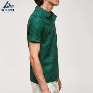 New Design Custom Printed Men Polo Shirt Summer Casual Green <b>Leaf</b> Print Short Sleeve Cotton Breathable Polo Shirts - Product Image 4