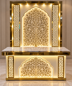 Comptoir de buffet King International Classic Modern Noir-Lattice Black Gold Illuminated en acier inoxydable |   Mariage dans un hôtel de luxe - Product Image 2