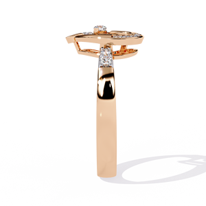 Anillo de oro macizo de 14k para mujer con diseño minimalista en forma de corazón y diamante de corte redondo, ideal para regalo, compromiso, aniversario, boda. - Product Image 6
