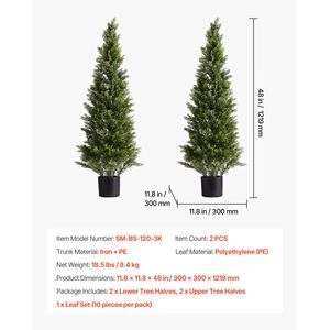 Set di 2 Alberi di Cedro Artificiali da 48 Pollici, Cespugli di Pino Finti di Facile Montaggio, Alberi in Seta Sintetica dall'Aspetto Realistico per Decorazioni Frontali - Product Image 4