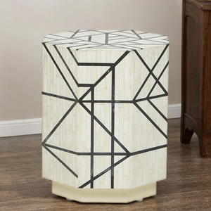 Table d'appoint en marqueterie faite à la main – Design moderne noir et blanc |   Table d'appoint contemporaine |   Décoration intérieure - Product Image 3