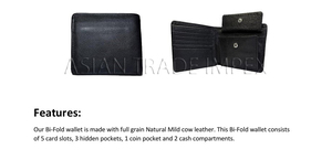 Portefeuille court homme en cuir véritable léger de haute qualité, pliable, avec logo personnalisé, en polyester durable, fabriqué en usine, prix de gros 2026 - Product Image 5