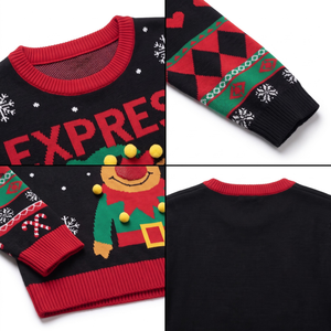 Pull de Noël moche en polyester tricoté jacquard personnalisé avec pompons 3D pour femme, fabricant OEM Thapur Sons - Product Image 4