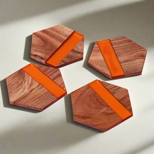 HASAN CRAFT HC-0001 <b>Wooden</b> Country Design Eco-Friendly <b>Tea</b> Coaster <b>Set</b> 300mm Diameter 10mm Thick for Dining Tables Hot Pots - Product Image 1