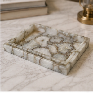 Rectangle Marble <b>Storage</b> Tray Modern Design Durable Indoor <b>Tabletop</b> Accessory - Product Image 3