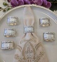 Ensemble de 6 anneaux de serviette anciens, style or et argent, en acier inoxydable, décoration de table