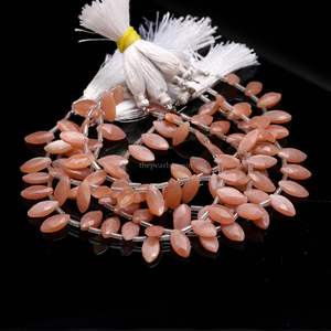 Cuentas facetadas de piedra lunar melocotón AAA, cuentas de piedra lunar melocotón natural con perforación lateral, 7x12-8x13MM para la fabricación de joyas - Product Image 6