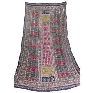 Chal de Seda Pakistaní Tradicional de Lujo, Largo, Multicolor, con Bordado Étnico y Espejos, Hecho a Mano, para Todas las Temporadas, Bufanda para Mujer - Product Image 1