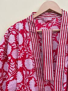 Bata Kimono de Algodón 100% Suave y Transpirable con Estampado de Dibujos Animados para Mujer, Hecha a Mano, Cuello en V, Cintura Elástica, Largo Completo, Ideal para Verano, ODM - Product Image 5