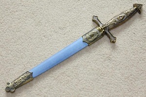 Fellowcraft Blue Lodge Dagger - Compas carré en laiton, couteau épée, lame flamboyante serpent / fourreau noir 15,5 pouces - Product Image 2