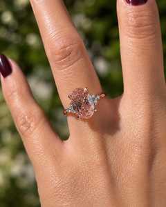 Fancy Vivid Pink 2.02CT Oval Cut Diamond Romantic <b>Ring</b> For Women's Lab Grown 14K Rose Gold Wedding <b>Proposal</b> Gift For Her - Product Image 3