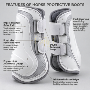 Botas de cepillado para caballos con interiores lisos, ajuste flexible y cierres resistentes para un movimiento cómodo durante el uso. - Product Image 5