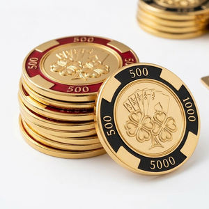 Souvenir de Las Vegas, Cadeaux promotionnels, Pièce de défi, Jeton de poker personnalisé en alliage de zinc plaqué or imprimé UV - Product Image 2