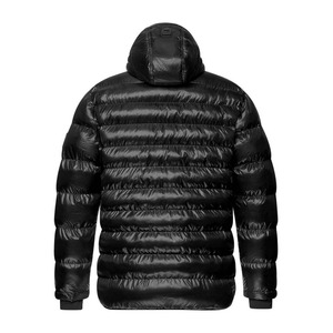 OEM Wholesale Men's <b>Hooded</b> Puffer Jacket Black Down Filled Windproof Casual Winter <b>Coat</b> <b>with</b> Zipper Closure Regular Fit - Product Image 2