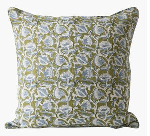 Floral Hand Block Print on Poly Linen Pillow <b>Cover</b> Spring Pillow Cushion <b>Cover</b> Floral Linen Pillow <b>Cover</b> Block Print By ITHL - Product Image 5