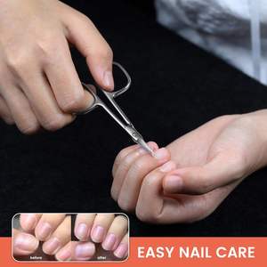 Ciseaux à cuticules professionnels de 9,5 cm en acier inoxydable, coupe-ongles à pointe acérée, ciseaux courbés carrés durables pour manucure (pour droitiers) - Product Image 2