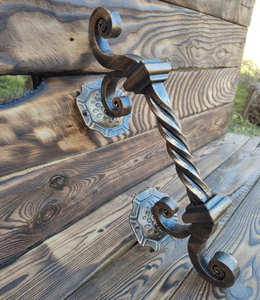 Poignée en fer forgé à la main, design torsadé décoratif, style traditionnel, finition galvanisée, résistante à la rouille, pour portails - Product Image 2