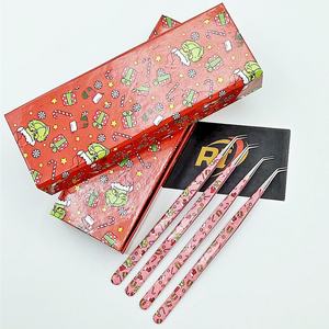 Pince à cils professionnelle en acier inoxydable anti-magnétique avec logo personnalisé sur le thème de Noël, pour extensions de cils, volume et isolation - Product Image 2