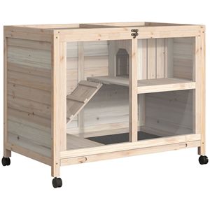 Gabbia in legno per interni per conigli, porcellini d'India e criceti, porta chiusa a chiave con rampa di corsa, custodia per animali domestici - Product Image 1