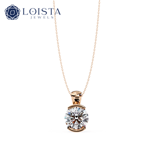 925 Sterling Silver Round Brilient Cut Lab Grown Diamond Solitaire Pendant <b>Necklace</b> With IGI certified for Women's Jewelry - Product Image 4