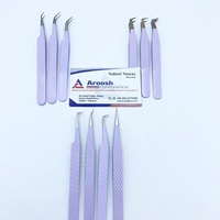 Pince à épiler professionnelle de haute qualité en acier inoxydable durable avec grip diamanté noir, logo personnalisé, pour extensions de cils, type J 45/90