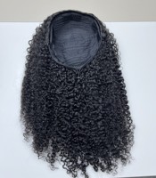 Vente flash Cheveux vierges bruts Haute densité Ligne de cheveux invisible 4C Afro Kinky Coily Bouclés Birmanes Perruque demi-tête sans colle 3 en 1