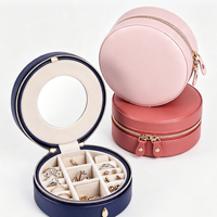 Étui de voyage cylindrique haut de gamme pour bijoux avec fermeture éclair et fenêtre, pochette d'emballage personnalisée pour bijoux