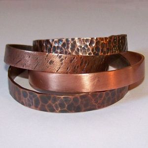 <b>Copper</b> Cuff <b>Bracelets</b> With Feather Tree Stump Cupcake Heart Engravings Unisex Vintage Style Jewelry Gift - Product Image 3