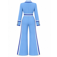 Combinaison Blazer Femme Sur Mesure, Jambes Larges, Formelle, Une Pièce, Broderie, Coupe Ajustée avec Ceinture, OEM, Marque Privée
