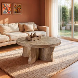 Mesa de Centro Redonda de Madera Sólida de Alta Calidad 2026, Diseñada con una Tapa de Madera Gruesa, Base Central Resistente y Acabado Natural - Product Image 2