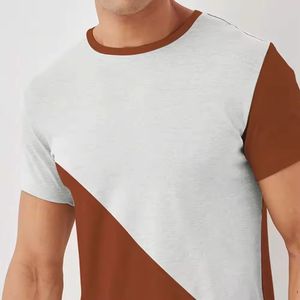 INDEX SPORTS WEAR Men's Short Sleeve O-Neck T-<b>Shirt</b> <b>Geometric</b> Color Blocked Design Breathable Knitted Polyester Casual Wear - Product Image 3