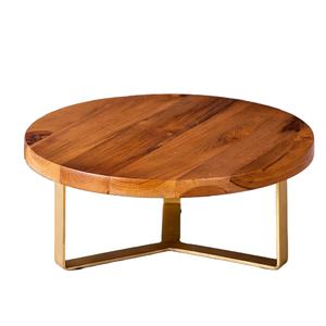 Assiette à gâteau en bois moderne et artistique Base en métal doré Support de luxe pour les tables d'événements, les fêtes et la présentation de cadeaux - Product Image 2