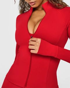 Veste de yoga et de sport pour femme, personnalisée par le fabricant, antistatique, sculptante, à col montant, fermeture éclair intégrale, avec passe-pouces, coupe ajustée, pour la course et la gym - Product Image 5