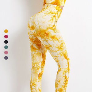 Leggings tie-dye taille haute longueur intégrale, pantalon de sport extensible en tricot pour femme, toutes saisons - Product Image 1