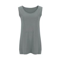 Camiseta sin mangas de algodón gris de punto para mujer, talla grande, holgada, de verano, transpirable, de secado rápido, informal, con cuello redondo, OEM frontal