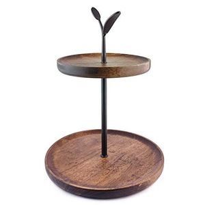 modern2 Tier Cake Stand with wooden Plates and <b>Frame</b> for Elegant Presentation - Product Image 1